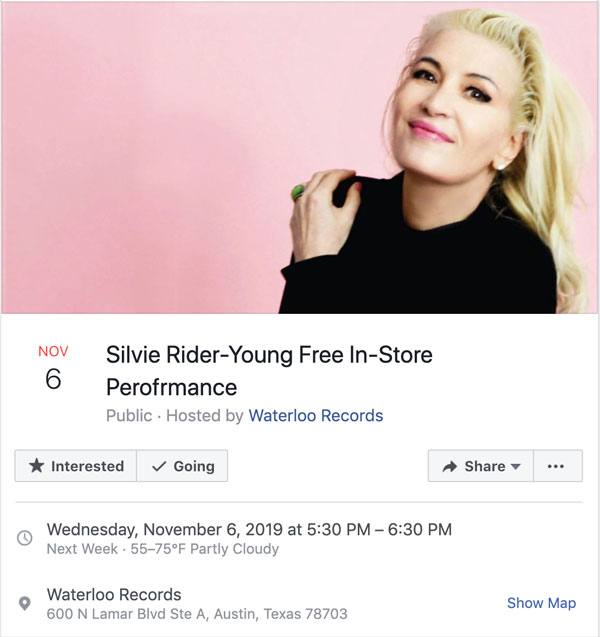 Silvie Rider-Young Free In-Store Performance